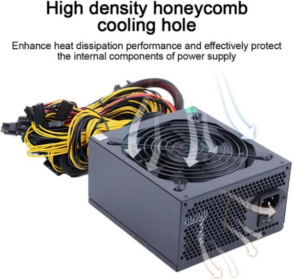 2000W Mining Power Supply PC Power PSU Supports 8 GPU Miner Rig, ATX 12V Multi-Channel Computer Mining Power Supply for ETH Bitcoin Ethereum (110V-220V) - Image 3