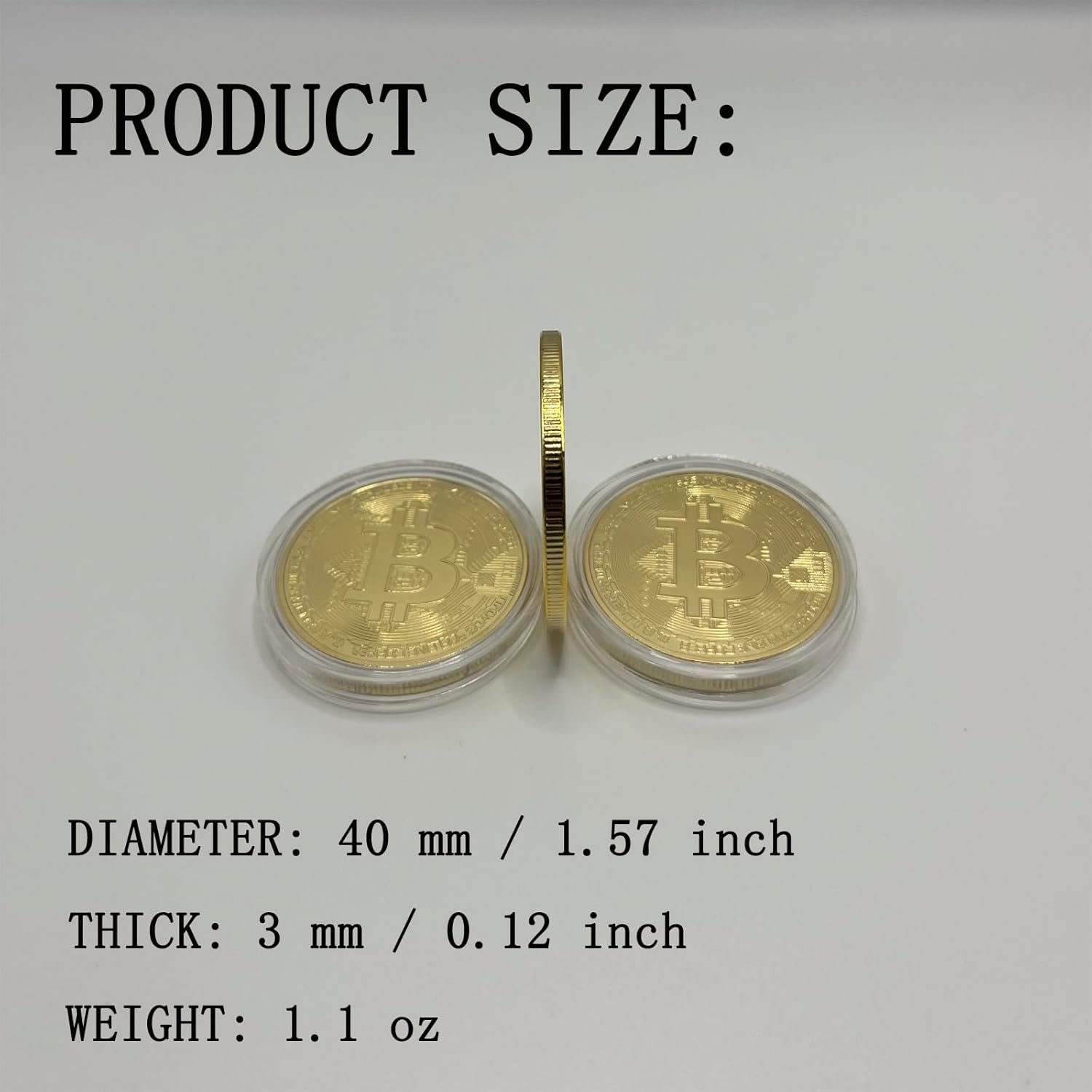 6PCS Gold Plated Bitcoin Coins - 40mm Diameter, 3mm Thickness Commemorative Physical BTC Cryptocurrency Collectible with Clear Protective Case, for Blockchain Enthusiasts - Image 3
