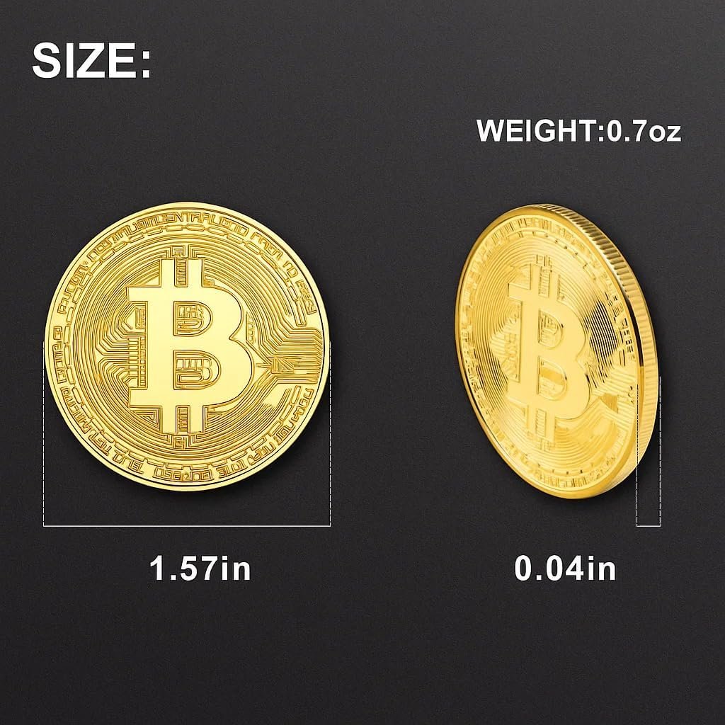 20 PCS Gold Plated Bitcoin Coin - 40mm Diameter, 3mm Thickness, 24K Gold Cryptocurrency Collectible with Clear Protective Case - Ideal for Blockchain Enthusiasts, Home Decor, and Office Gifts (Gold) - Image 8