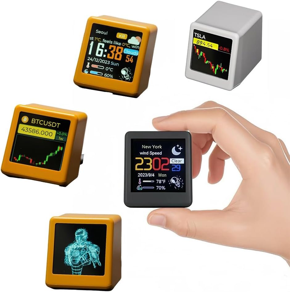 Bitcoin Stock Ticker, Digital Clock with Weather, Temperature, and Humidity Display. A Creative Gift for Husband, Boyfriend, or Women