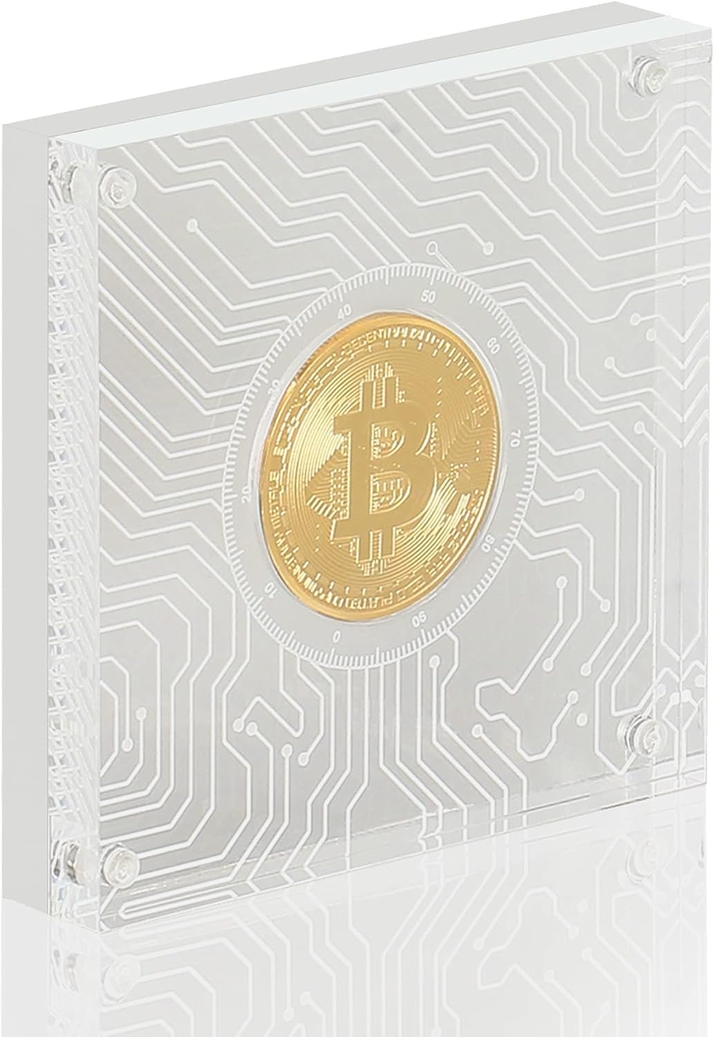 Crypto Coin Set with Display Case Bitcoin Showcase, Physical Bitcoin Coin with Acrylic Glass Magnetic Display Case, Gold Plated Cryptocurrency Coins - Image 2