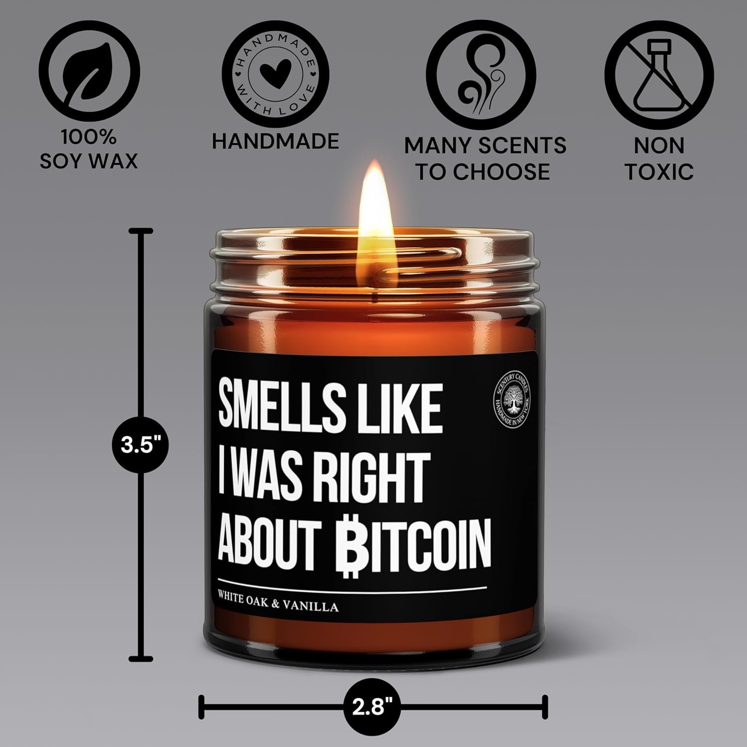 Bitcoin Candle Smells Like I was Right About Bitcoin, 100% Soy Wax Candle, Bitcoin Merch, Crypto Gift Scented Candle, Funny Gift for Trader, Handmade in The USA - Image 2