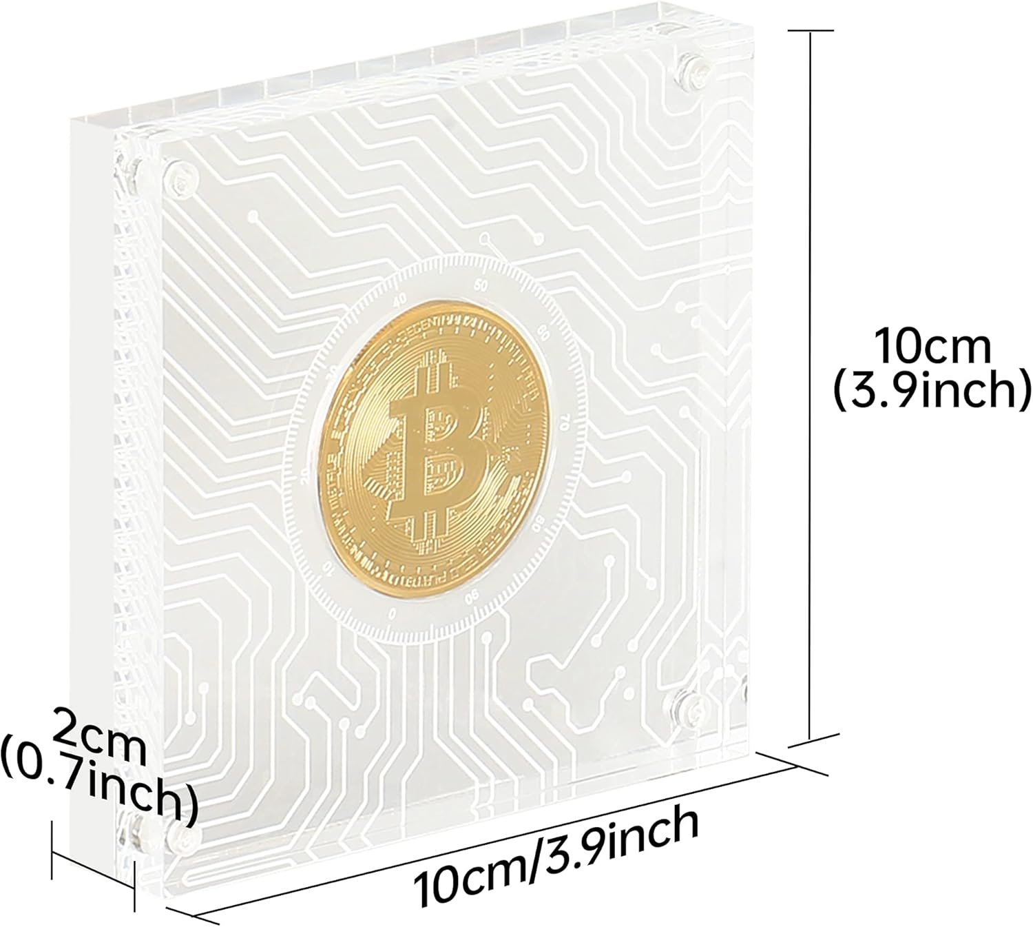 Crypto Coin Set with Display Case Bitcoin Showcase, Physical Bitcoin Coin with Acrylic Glass Magnetic Display Case, Gold Plated Cryptocurrency Coins - Image 5