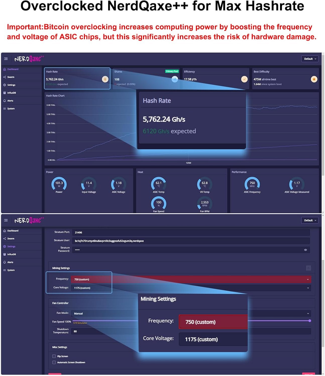 Bitcoins Miner 4.8TH/s NerdQaxe++ 4X BM1370 ASIC 2.4G WiFi 20W/TH BTC Lottery Crypto Miner with S21 Pro Asic Bitcoins Mining Machine Micro Silent Home Use - Image 6