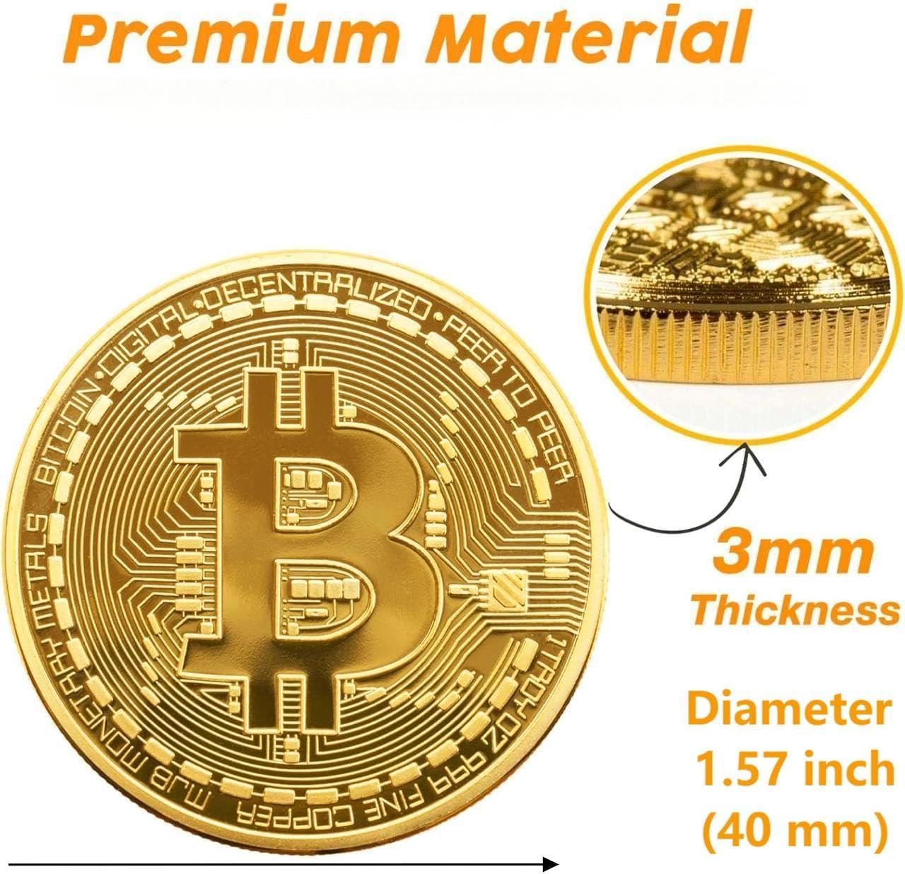 4 Pcs/Set Bitcoin Commemorative Collector Coin, Gold Plated Novelty Coins, Cryptocurrency Collectible Gift, Coin Thickness 3MM - Image 3