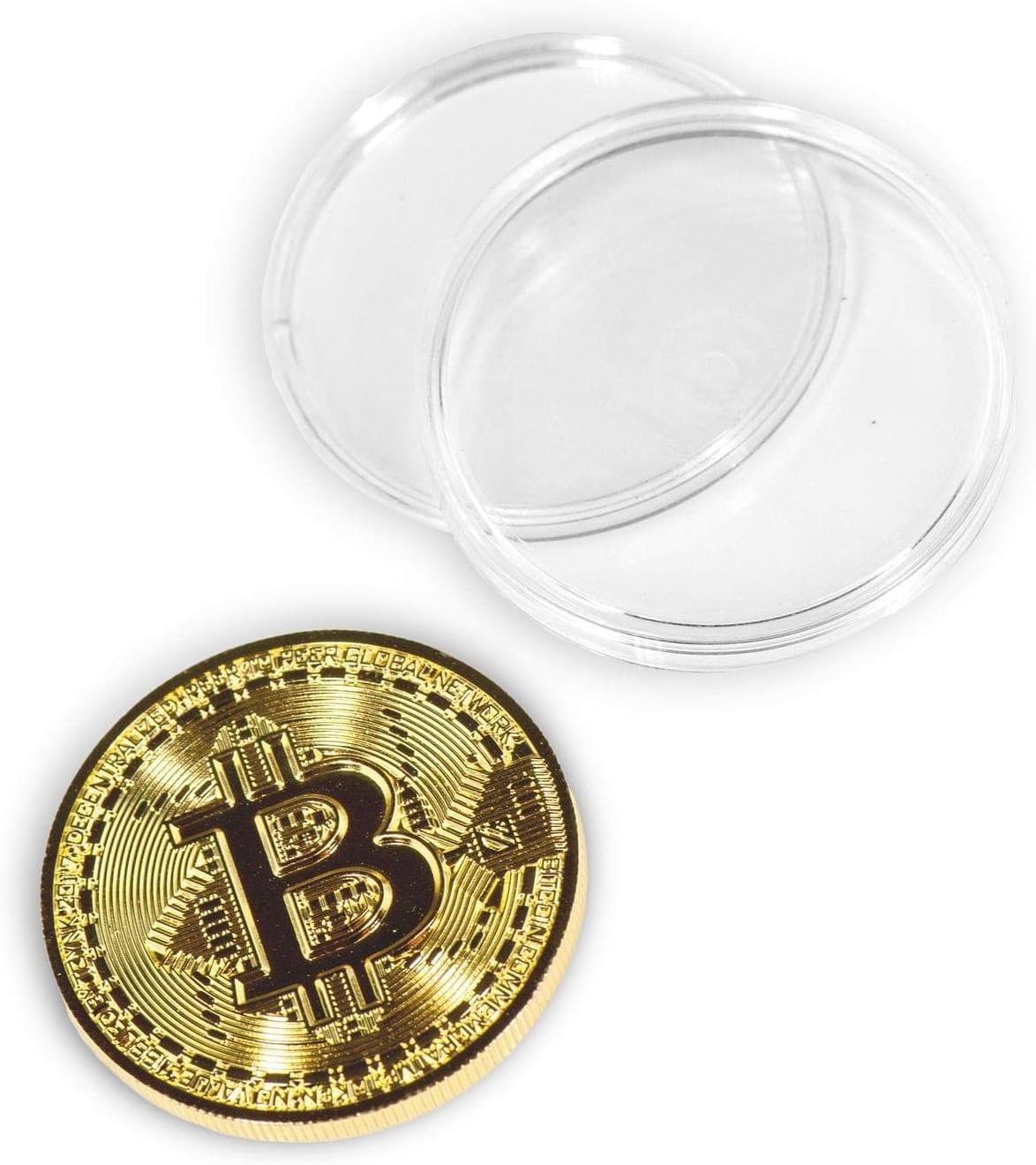 10 Pcs Bitcoin Coin Souvenir with Coin Case, Physical Bitcoin Collection, Gold Plated Bitcoin for Commemoration, Crypto Currency Coin BTC for Gift, Gold Bitcoin Tokens - Image 2