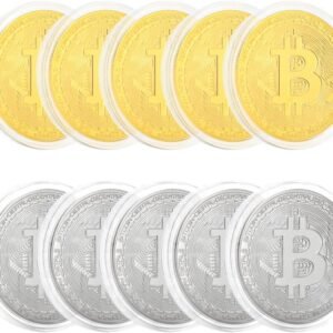 10 Pcs Bitcoin Coin Souvenir Gift with Coin Case, Bitcoin Commemorative Coin, Gold and Silver Plated Bitcoin for Commemoration, Blockchain Cryptocurrency, BTC Collectible Coin 10 Pcs Bitcoin Coin Souvenir Gift with Coin Case, Bitcoin Commemorative Coin, Gold and Silver Plated Bitcoin for Commemoration, Blockchain Cryptocurrency, BTC Collectible Coin