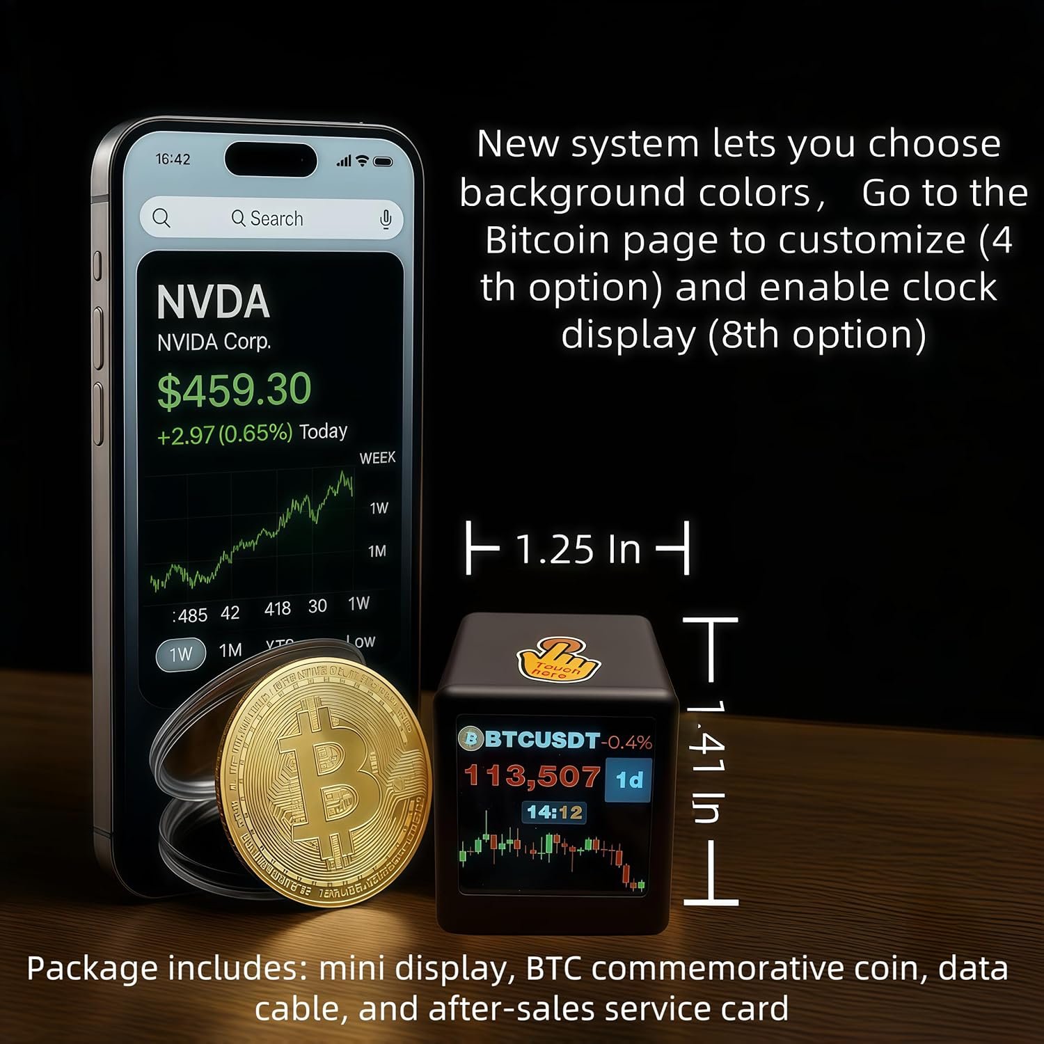 Bitcoin Stock Ticker, Digital Clock with Weather, Temperature, and Humidity Display. A Creative Gift for Husband, Boyfriend, or Women - Image 3