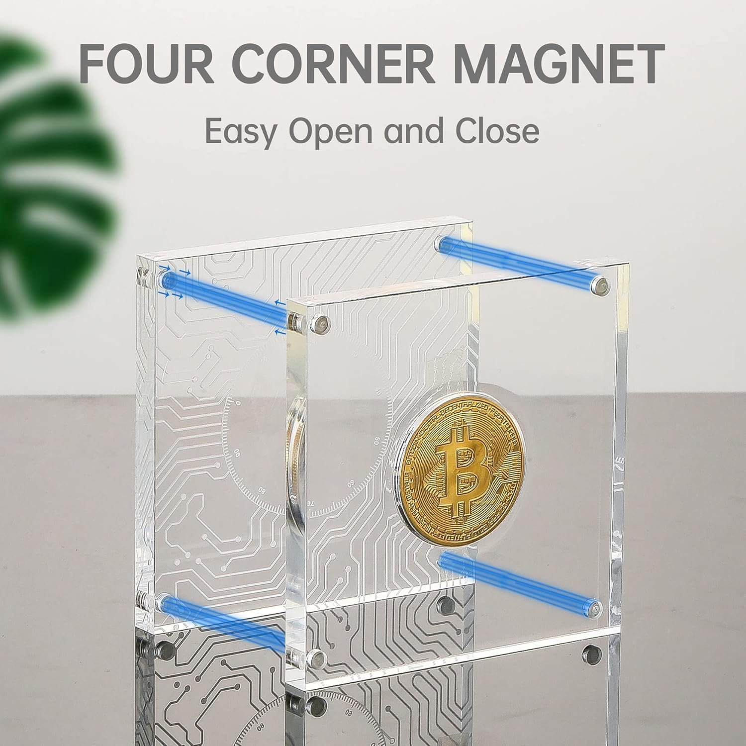 Crypto Coin Set with Display Case Bitcoin Showcase, Physical Bitcoin Coin with Acrylic Glass Magnetic Display Case, Gold Plated Cryptocurrency Coins - Image 4