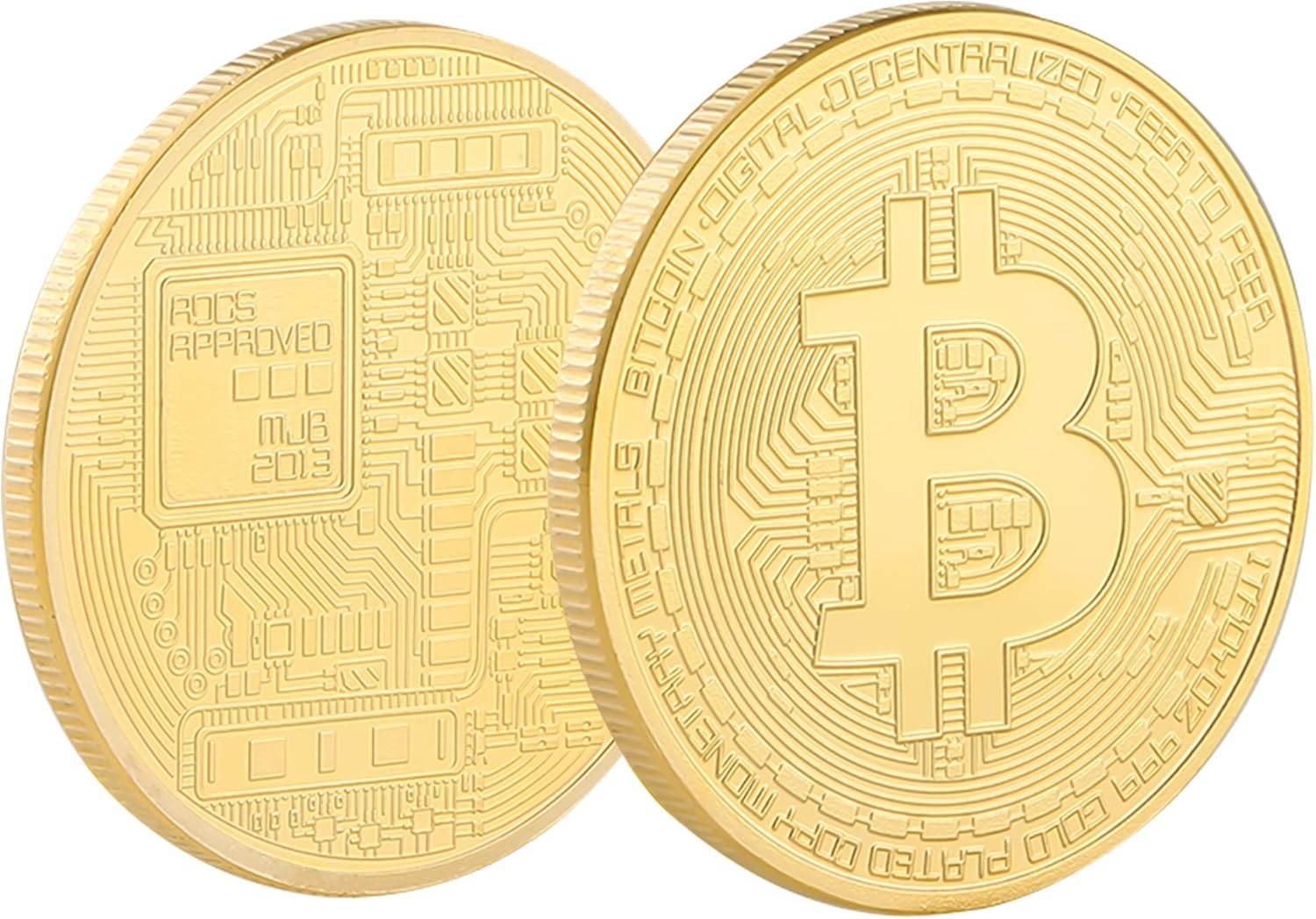 Crypto Coin Set with Display Case Bitcoin Showcase, Physical Bitcoin Coin with Acrylic Glass Magnetic Display Case, Gold Plated Cryptocurrency Coins - Image 3