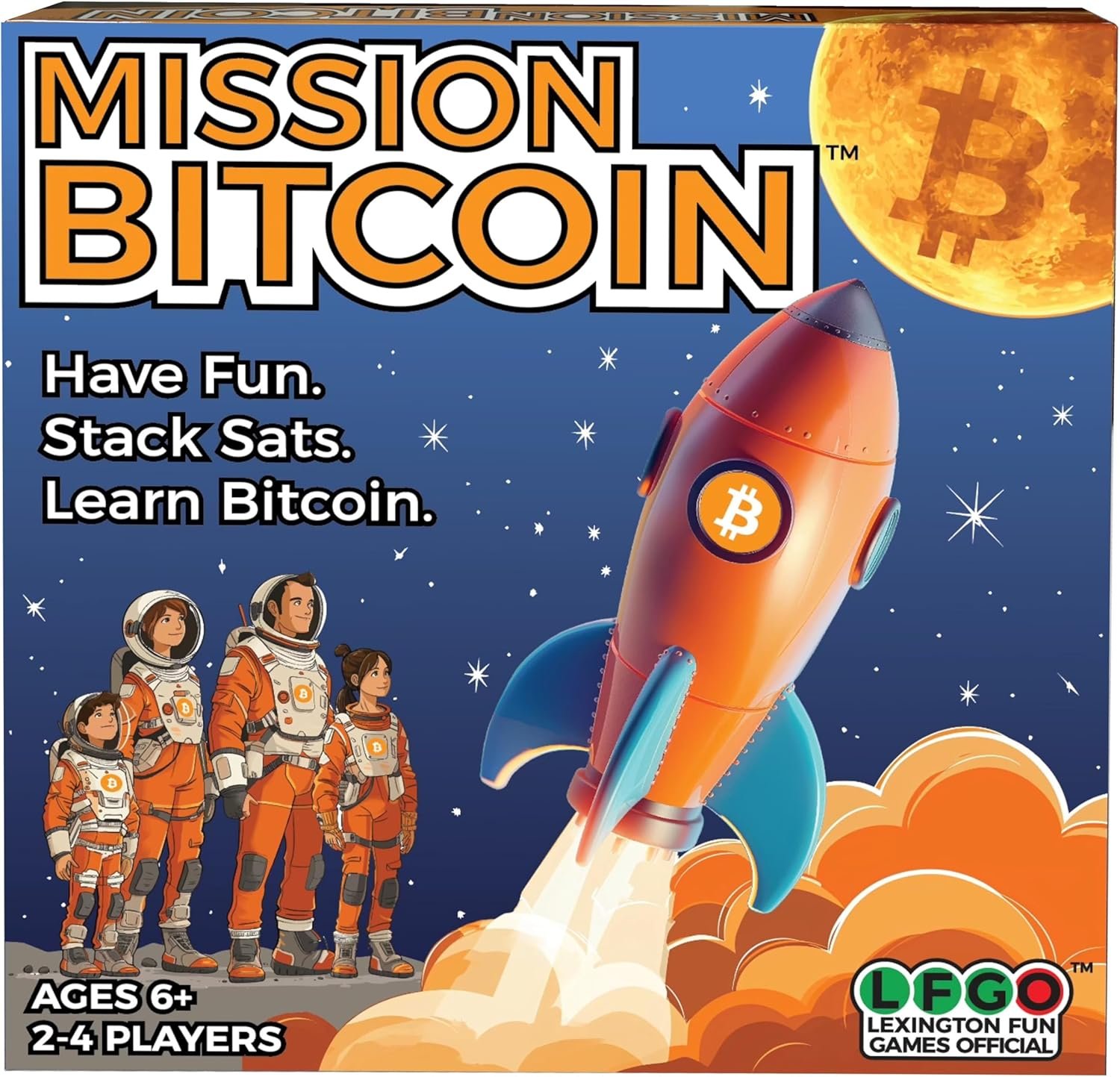 Mission Bitcoin Board Game, Ages 6+, 2-4 Players, Game Board, Tokens, Pawns, Dice, Instructions