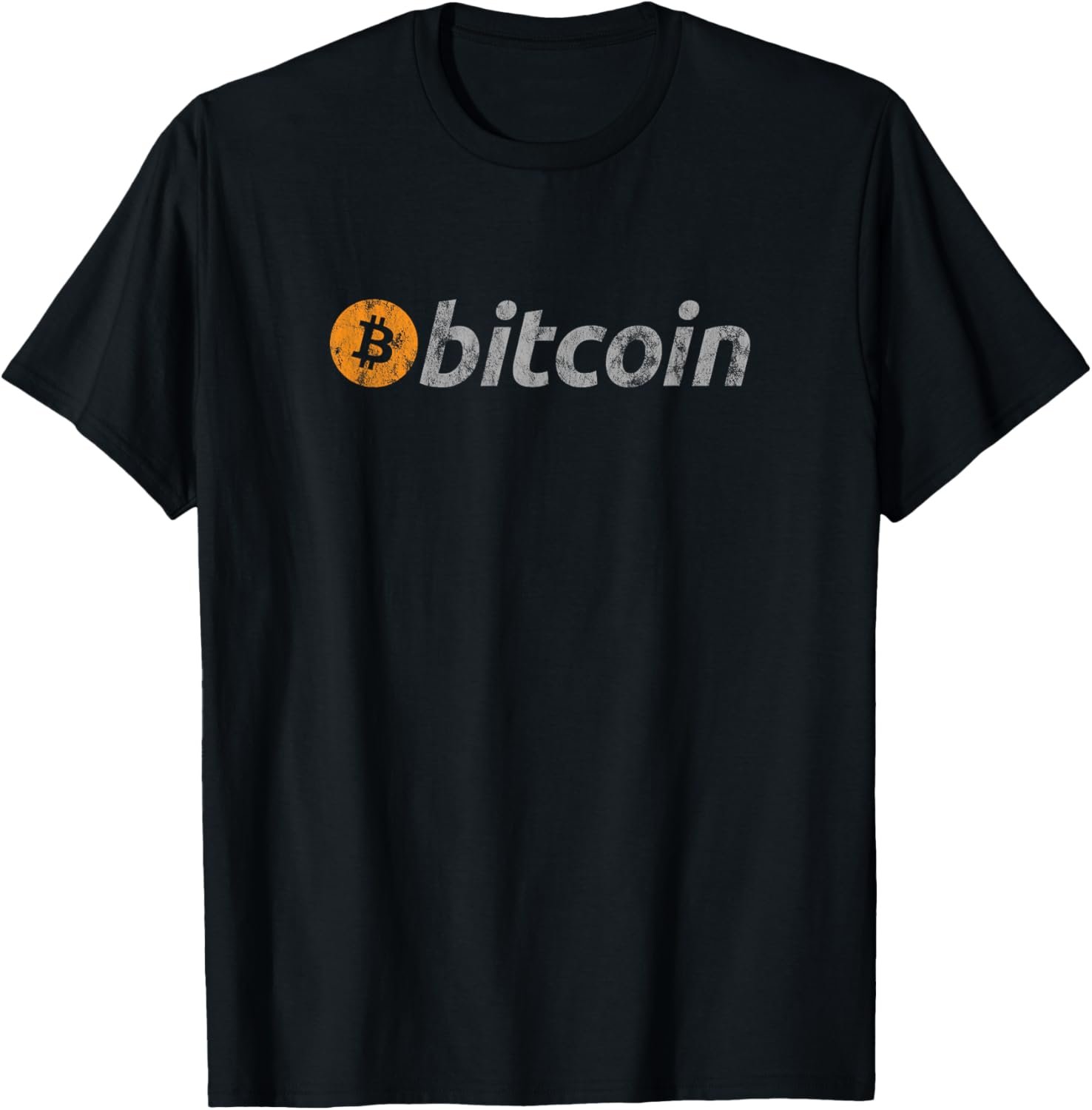 HODLambo Crypto Apparel Vintage Look Bitcoin Logo T-Shirt - Black, Unisex-Adults, Short Sleeve, Classic Fit, Cotton Blend, Small