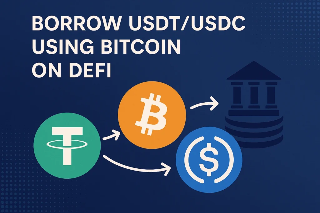 Borrow USDT USDC using Bitcoin on defi